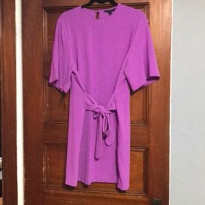 Purple crepe tie front mini dress